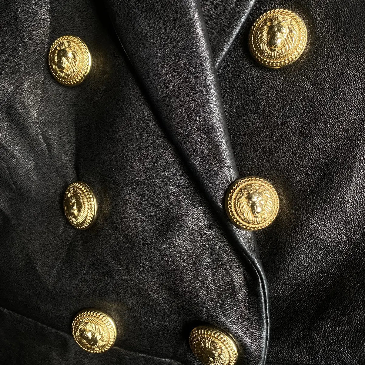 Balmain - Double Breasted Sheep Leather Coat