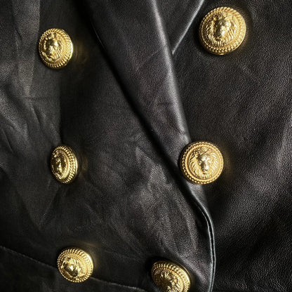 Balmain - Double Breasted Sheep Leather Coat