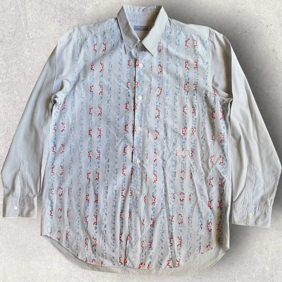 Comme des Garcons - Vintage SS01 Oversize Print On Stripe Shirt