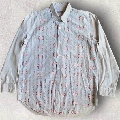 Comme des Garcons - Vintage SS01 Oversize Print On Stripe Shirt
