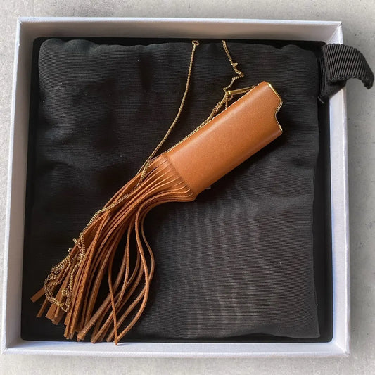 Celine - Leather Fringe Lighter Necklace by Hedi Simane