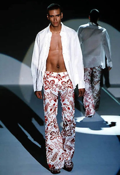 Gucci - SS 2000 Floral Print Flare Denim Jeans