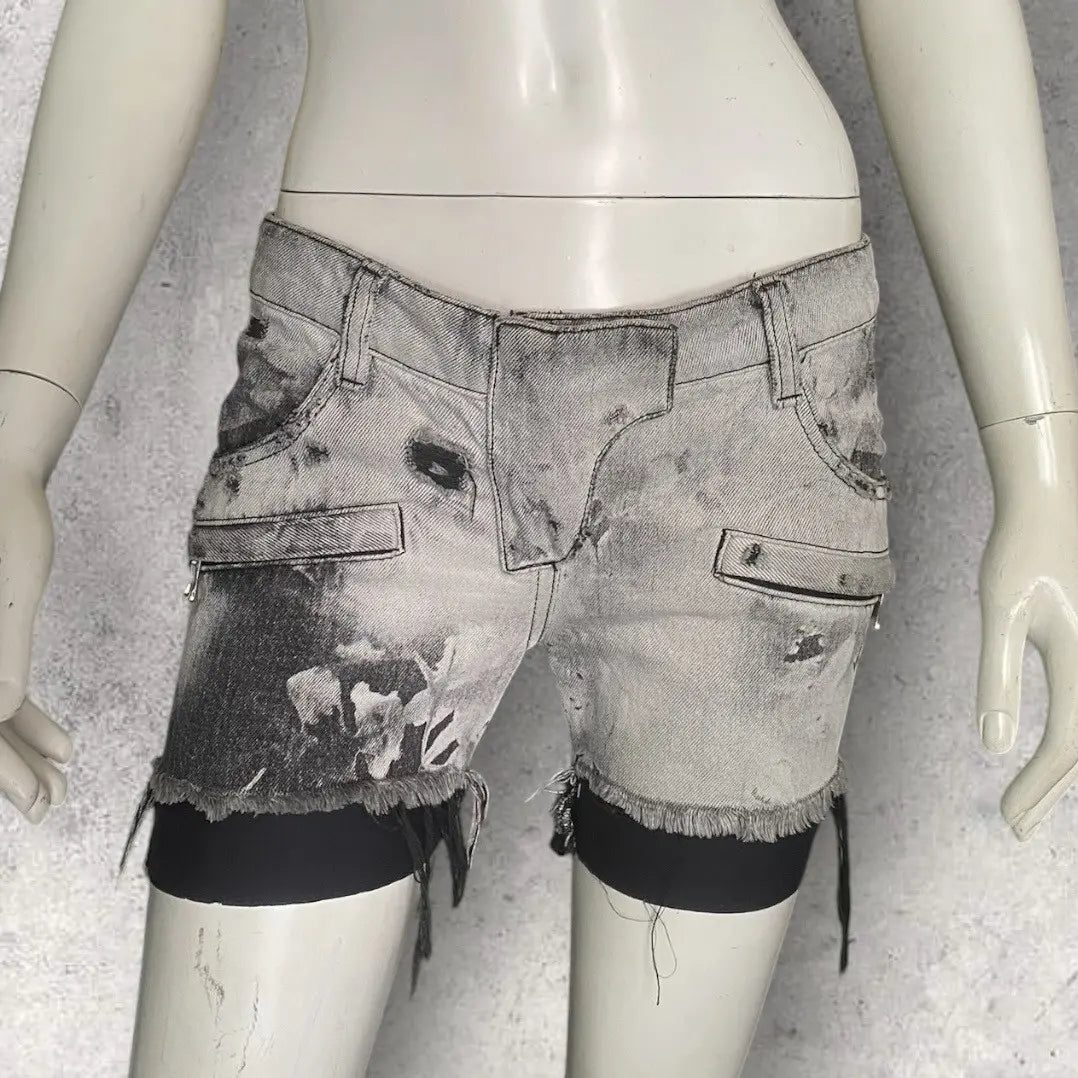 Balmain - SS11 Runway Acid Wash Biker Shorts Christophe Decarnin