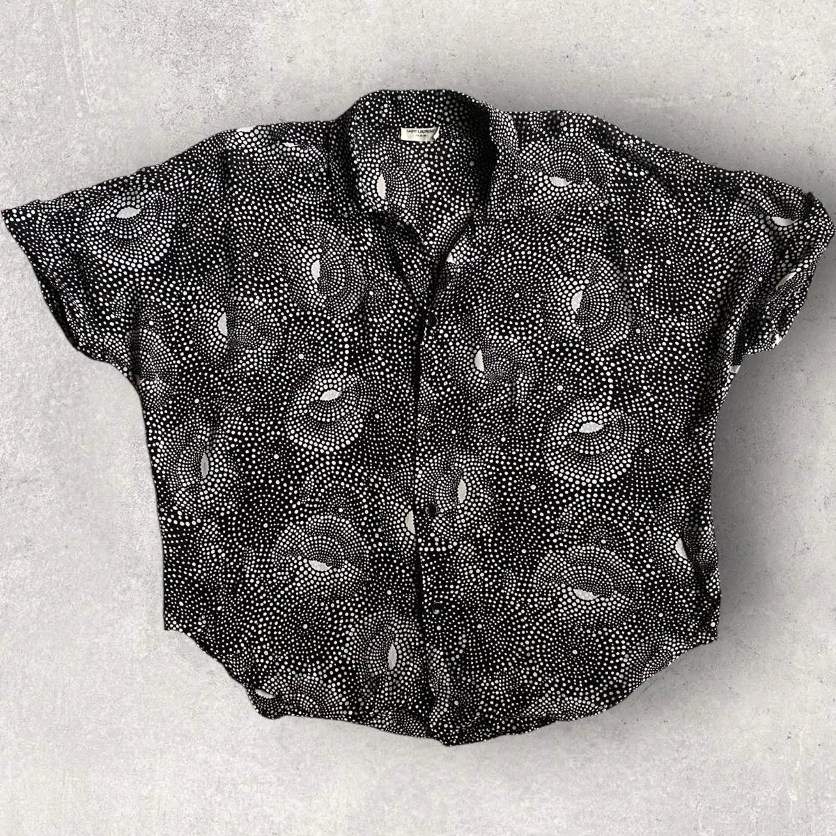 Saint Laurent Paris - SS19 Polka dot Silk Shark Collar Shirt