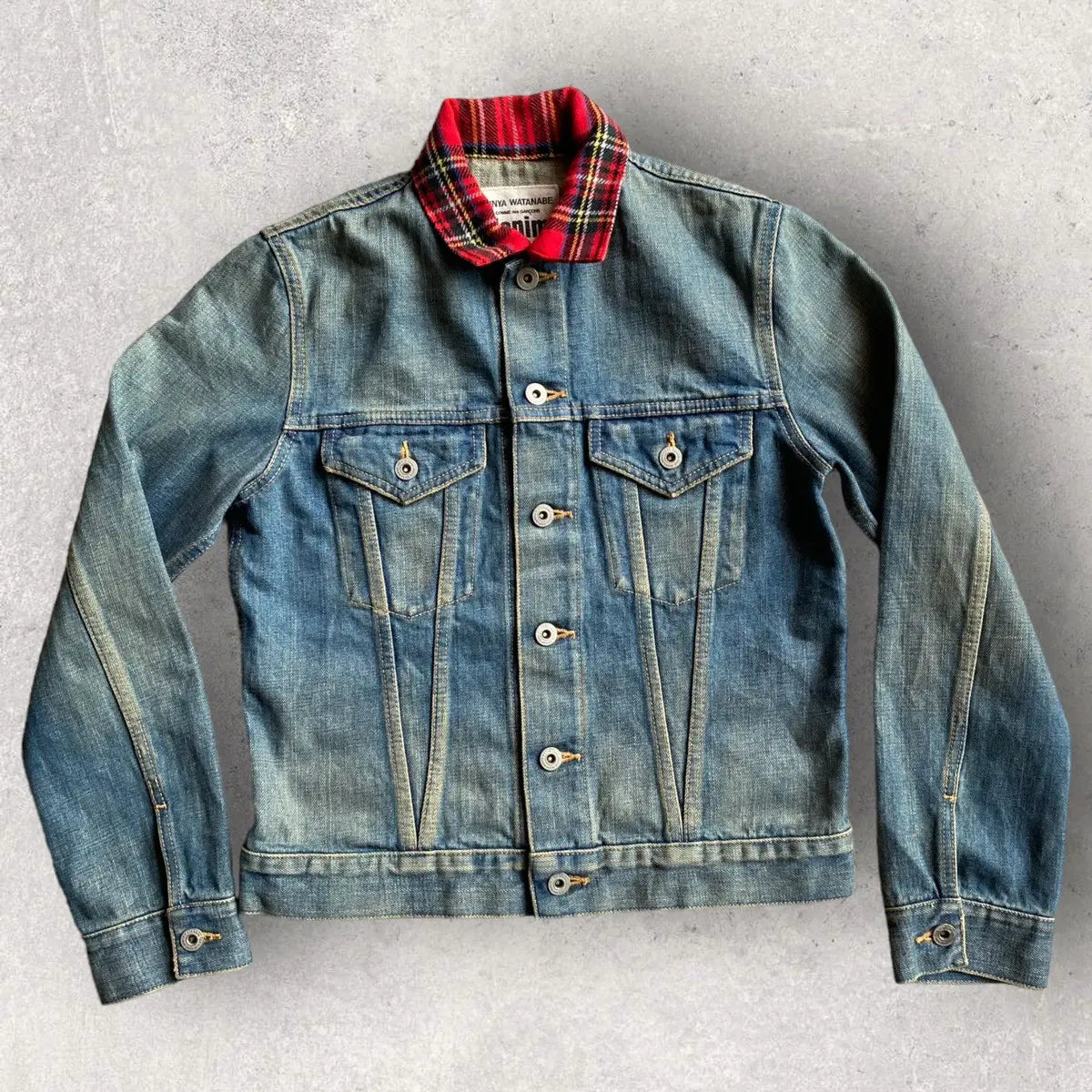 Comme des Garcons - Junya Denim Trucker Jacket With Tartan Collar
