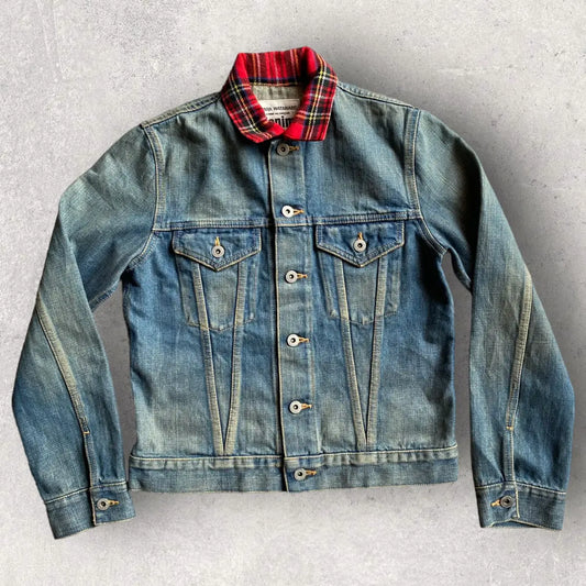 Comme des Garcons - Junya Denim Trucker Jacket With Tartan Collar