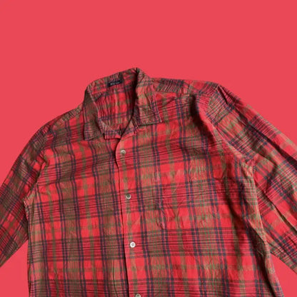 Yohji Yamamoto - Y’s For Men Red Plaid Open Collar Oversize Shirt