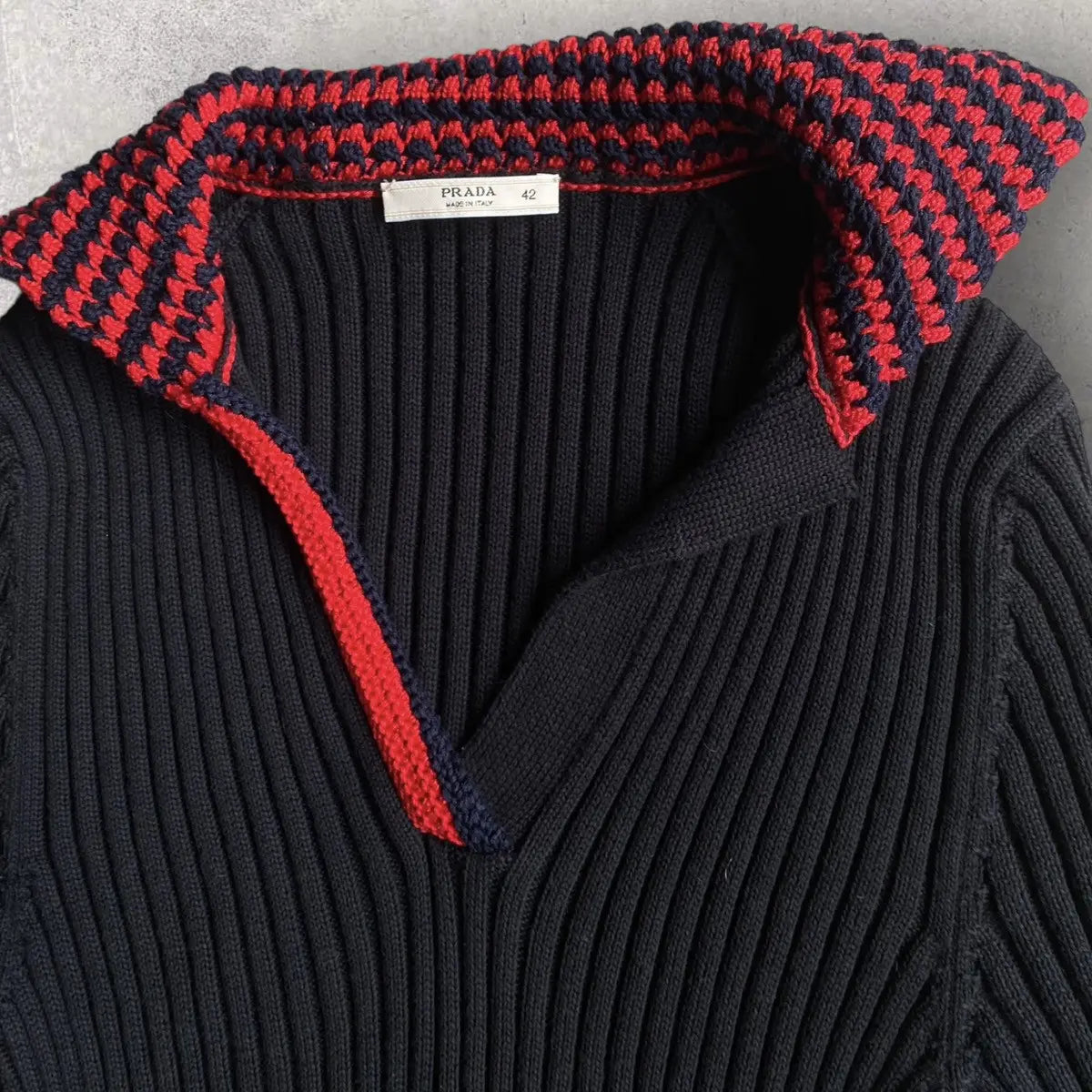 Prada - 00’ Ribbed Polo With Knit Collar