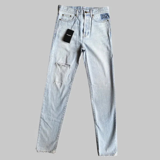 Saint Laurent Paris - Fall 2017 Light Blue Slim Fit Jeans