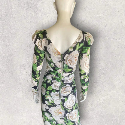 Dolce & Gabbana - Fall19 Floral Print Sweat heart Neck Dress