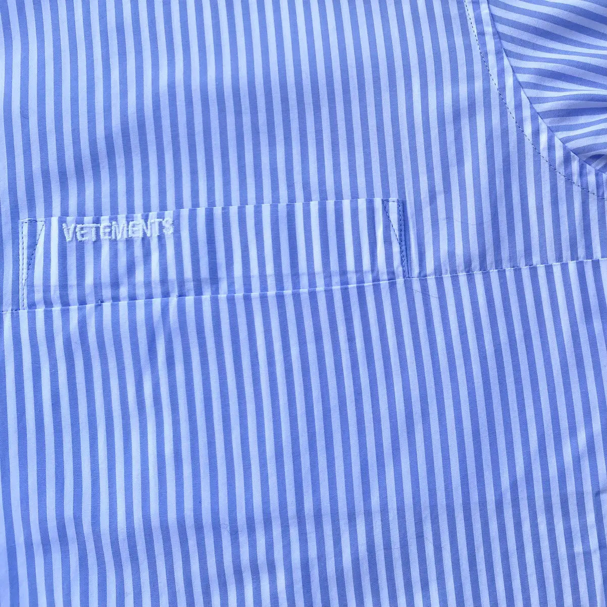Vetements - SS19 Blue Stripes Oversized Cropped Shirt