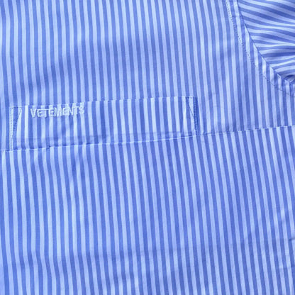 Vetements - SS19 Blue Stripes Oversized Cropped Shirt