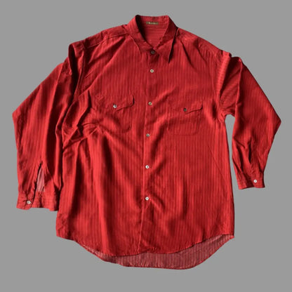 Yohji Yamamoto - Y’s For Men Red Stripe Rayon Double Pocket Oversize Shirt