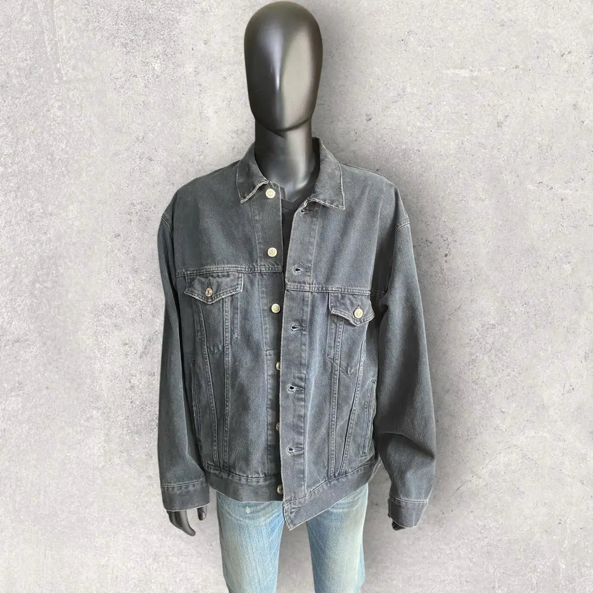 Balenciaga - Logo Spray Oversize Trucker Denim Jacket