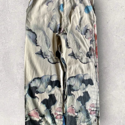 Yohji Yamamoto  SS10 Y’s Linen Blend Water Color Print Pants