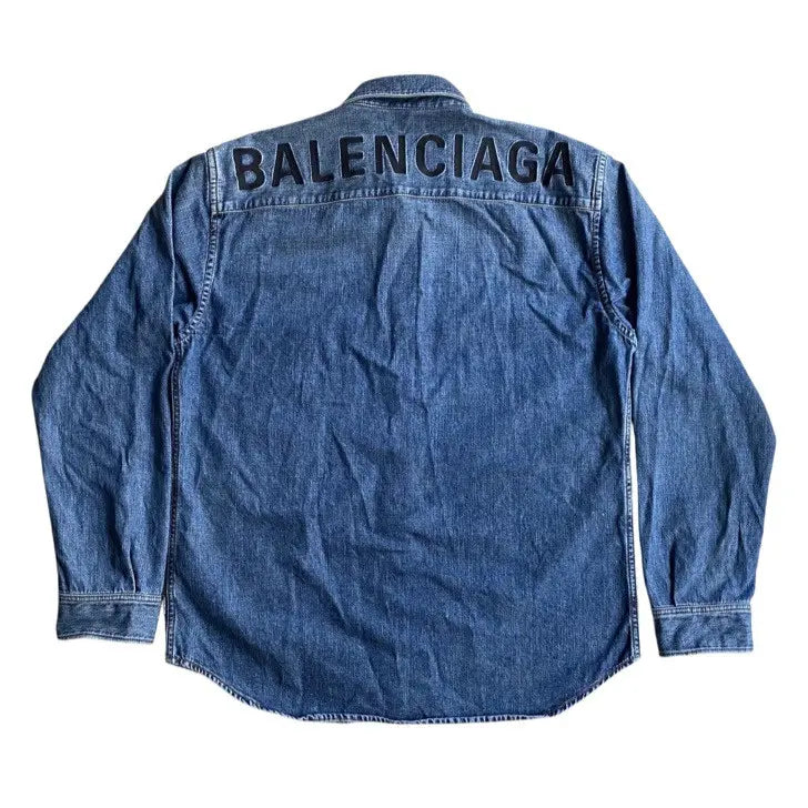 Balenciaga - 2019 Back Logo Embroidered Oversize Denim Shirt