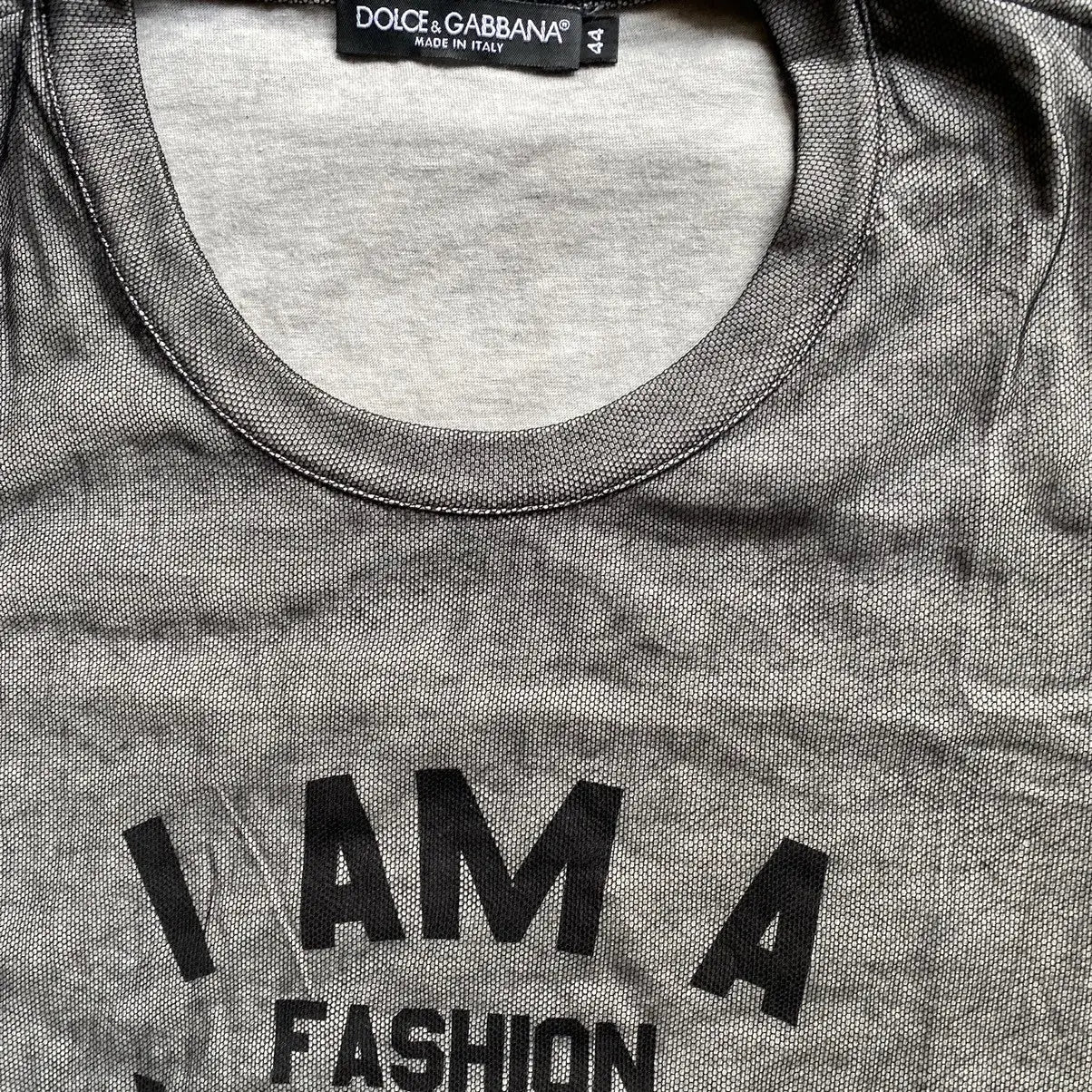 Dolce & Gabbana - I Am A Fashion Victim Mesh Layer T Shirt