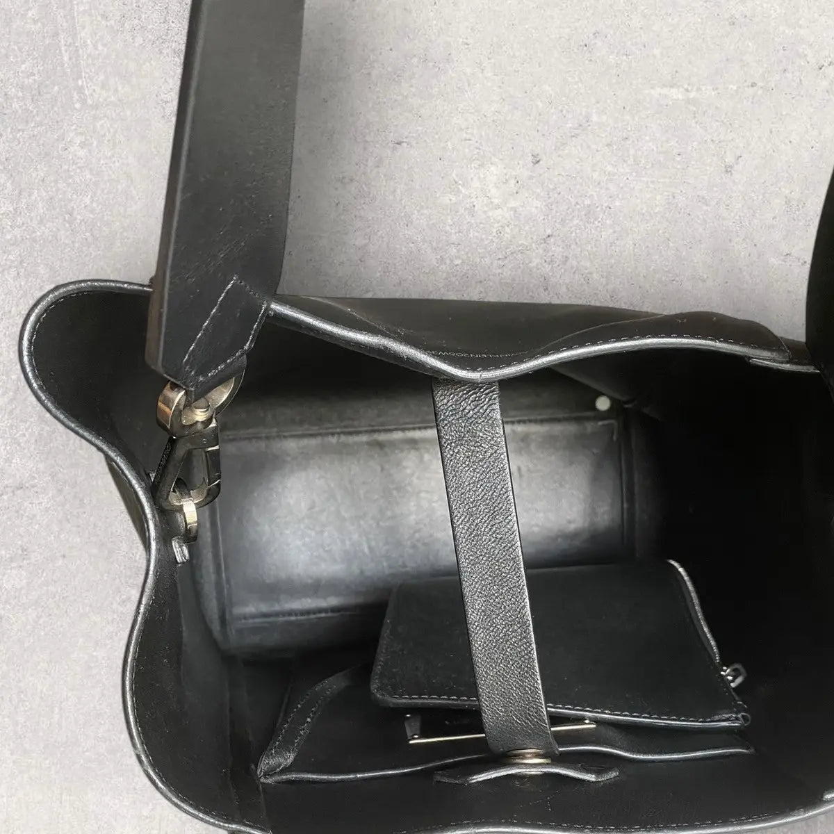 Calvin Klein 205W39NYC - Luxe Calf Leather Stripe Link Bucket Bag