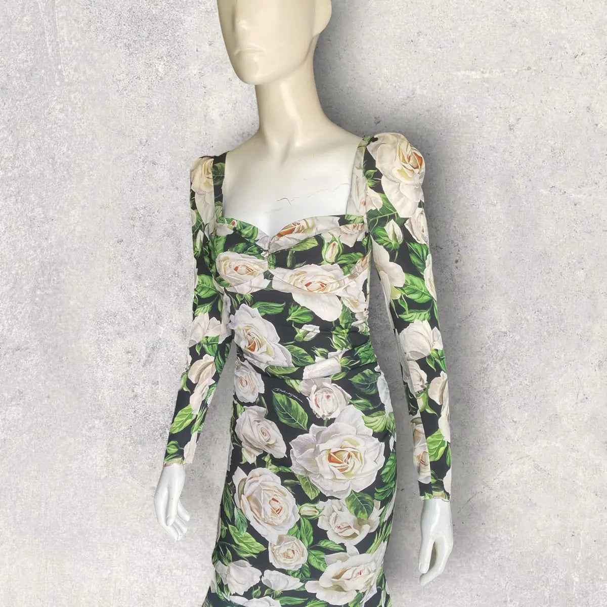 Dolce & Gabbana - Fall19 Floral Print Sweat heart Neck Dress